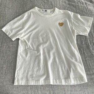 Comme des Garcons PLAY White Tee with Gold Heart